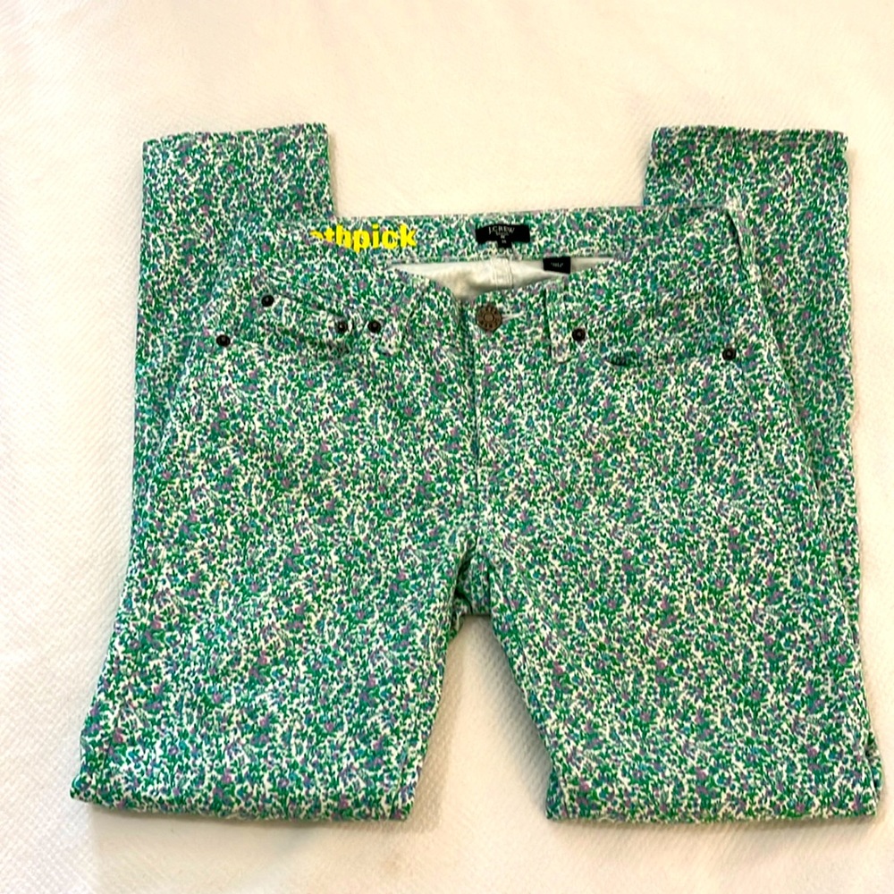 J.Crew Pants Jeans Floral Denim Toothpick Cropped